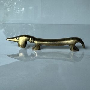 Noodle Brass Dachshund Dog Bottle Opener Bosse Vienna Austria, 1950s, Midcentury